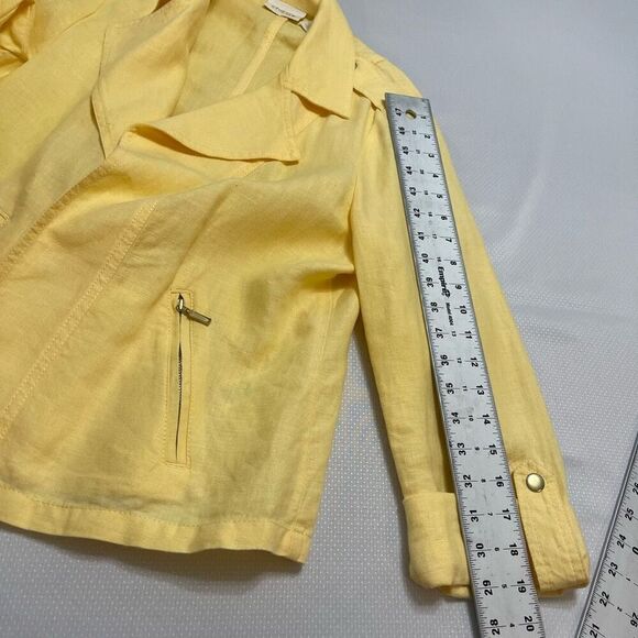 Chico’s Linen Yellow Jacket Size 1 US Small - Picture 4 of 9